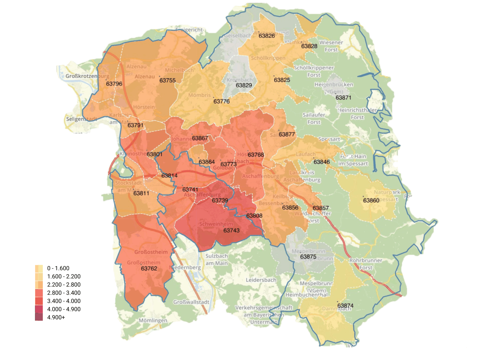 Karte Aschaffenburg