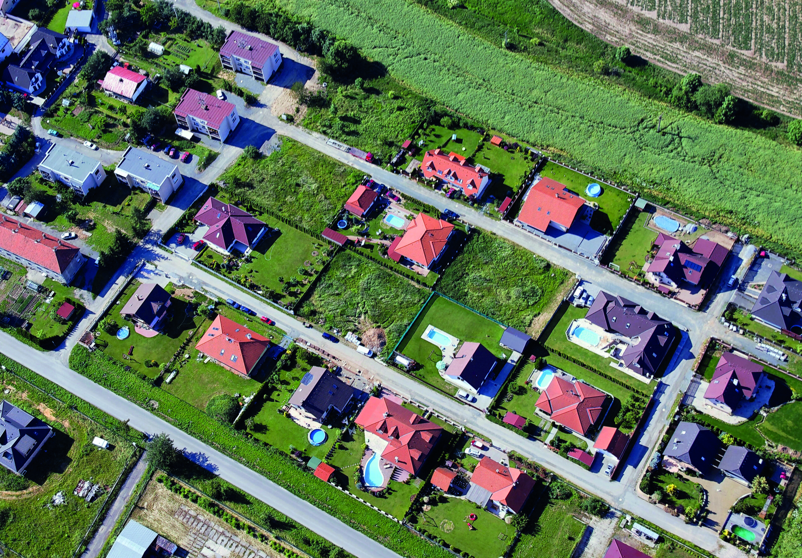 Haus Draufsicht Vogelperspektive Straßenzug