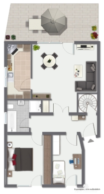 BERK Immobilien – Vermietete 4-Zimmer-Wohnung auf zwei Etagen in Sulzbach mit Garten und Terrasse - BERK Immobilien - Grundriss EG (104091)