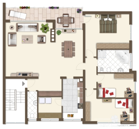 BERK Immobilien – Großzügig und Hell – 5 – Zimmer Eigentumswohnung in ruhiger Lage von Stockstadt - Grundriss (vis.) (127020)