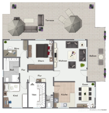 *VERKAUFT* BERK Immobilien – frisch sanierte & sonnige 4-Zimmer-Wohnung mit Balkon, Terrasse & Garten in Krombach - Grundriss visualisiert (106600)