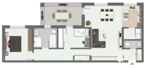 BERK Immobilien – moderne & bezugsfertige 3-Zimmer-Wohnung mit gemütlicher Terrasse in Goldbach - visualisierter Grundriss, nicht maßstabsgetreu! (130298)