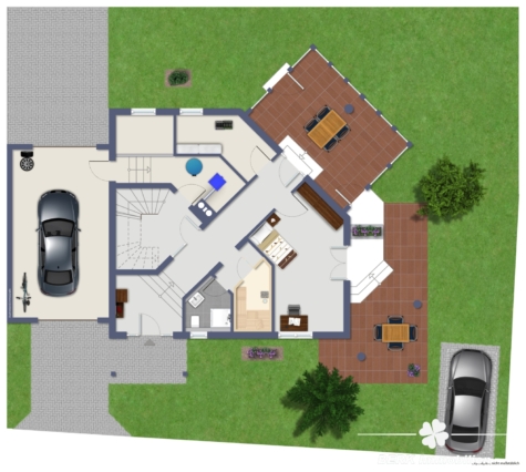 BERK Immobilien – Großzügiges Einfamilienhaus mit Wintergarten, Weitblick und vielseitigem Raumangebot - Grundriss EG (vis.) (126682)