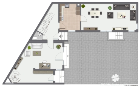 BERK Immobilien – Charmante Doppelhaushälfte mit vielseitigen Nutzungsmöglichkeiten in Offenbach-Bürgel - Grundriss EG (118584)