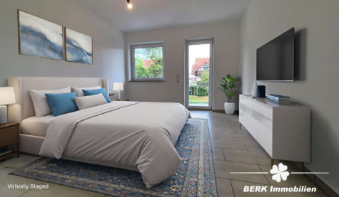 VERKAUFT – BERK Immobilien – lichtdurchflutete 3-Zimmer Wohnung in zentraler Lage von Mainaschaff - KI-generiertes Beispielfoto Schlafzimmer (115308)