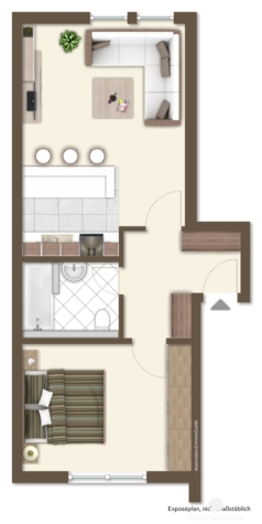 BERK Immobilien – Attraktive 2-Zimmer-ETW in begehrter Lage inkl. EBK und PKW-Stellplatz - Grundriss 1.OG links Nr. 2 (128904)