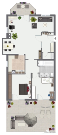 BERK Immobilien – gemütliche 3-Zimmer-Erdgeschosswohnung mit großer Terrasse, Balkon & Gartenzugang - Grundriss visuell (116682)