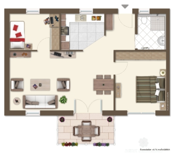 BERK Immobilien – Barrierearme 3-Zimmer-Wohnung mit TG-Stellplatz in zentraler Lage - Grundriss visu. (108887)