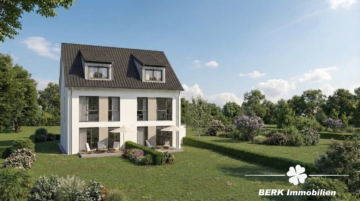 BERK Immobilien – Neubau-Doppelhaushälfte in Sailauf. Modern, hell & mit KfW40-Standard (förderfähig) - visualisierte Gartenansicht (111542)