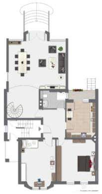 BERK Immobilien – charmante Stilaltbau-Villa mit 3,5 Einheiten in top Lage von HU, direkt an der Kinzig - Grundriss EG (106430)