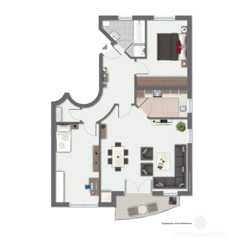 BERK Immobilien – Etagenwohnung in Karlstein mit eigenem Kellerabteil und zwei Stellplätzen - Grundriss OG (118172)