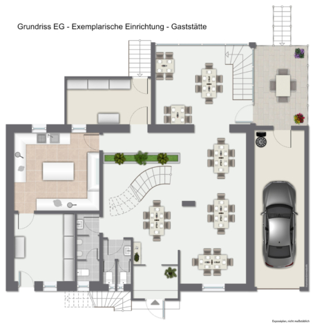 BERK Immobilien – Besonderes EFH mit großem Wintergarten und Garten in Eschau-Sommerau zu verkaufen - Grundriss EG Gastro (123136)