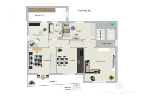 BERK Immobilien – Vermietetes Dreifamilienhaus als Kapitalanlage in Leidersbach - Wohnung EG (116156)