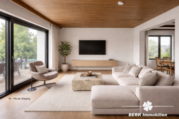BERK Immobilien – Mehr als nur eine ETW in Laudenbach – Garten, Ausbaufläche, einzigartiger Ausblick - KI Home Staging Wohnzimmer (118183)