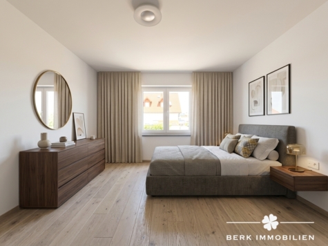 BERK Immobilien – 3-Zimmer-ETW in Kahl a. M. – modern, gut geschnitten & in toller Wohnlage - KI generietes Elternschlafzimmer (127042)