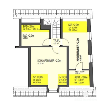 BERK Immobilien – bezugsfertige & gemütliche Maisonette-Wohnung mit 3 Zimmern im Herzen von Obernau - Grundriss DG (107206)