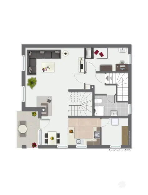 BERK Immobilien – Zweifamilienhaus in ruhiger Ortsrandlage–unverbaubarer Ausblick, Doppelgarage & Pool - EG immoGrafik (130498)