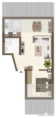 BERK Immobilien – Zentrale Lage trifft kreative Freiheit: 2-Zimmer-DG-Wohnung mit Potenzial - Grundriss visu. (122476)