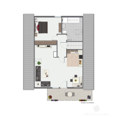 BERK Immobilien – Leben mit Aussicht: idyllisch gelegenes Ein- bis Zweifamilienhaus mit ELW in Sulzbach Soden - Grundriss visualisiert DG (121986)