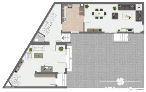 BERK Immobilien – Charmante Doppelhaushälfte mit vielseitigen Nutzungsmöglichkeiten in Offenbach-Bürgel - Grundriss EG (131174)