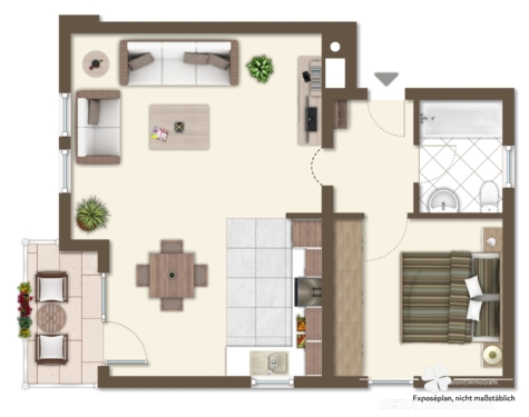 BERK Immobilien – Helle 2 Zimmer Wohnung mit Balkon und Stellplatz in ruhiger Wohnlage von Stockstadt - Grundriss (118339)