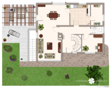 BERK Immobilien – Großzügiges Einfamilienhaus mit zauberhaftem Burgblick und weitläufigem Grundstück - Grundriss EG (visuell) (111826)