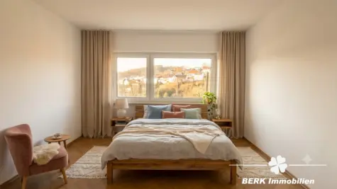 BERK Immobilien – Großzügiges Wohnhaus mit viel Platz und vielfältigen Möglichkeiten in Lützelbach - so könnte das Schlafzimmer im UG aussehen - KI generiertes Bild (130595)