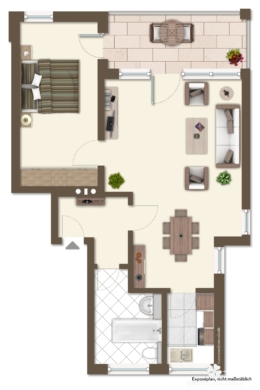 BERK Immobilien – Gepflegte 2-Zimmer-ETW in toller Lage mit EBK, großem Balkon & PKW-Stellplatz - Grundriss 1. OG rechts Nr. 3 (117526)