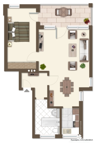 BERK Immobilien – Gepflegte 2-Zimmer-ETW in toller Lage mit EBK, großem Balkon & PKW-Stellplatz - Grundriss 1. OG rechts Nr. 3 (117526)