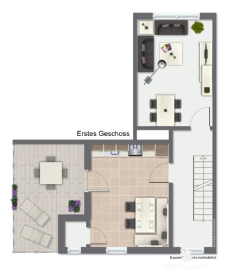 BERK Immobilien – Teilrenoviertes gemütliches Altstadthäuschen in zentraler Lage von Amorbach - Geschoss 1 - Mustereinrichtung (106652)