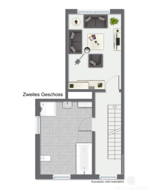 BERK Immobilien – Teilrenoviertes gemütliches Altstadthäuschen in zentraler Lage von Amorbach - Geschoss 2 - Mustereinrichtung (106653)