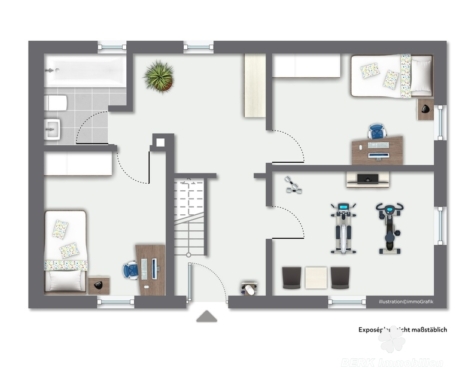 BERK Immobilien – Zwei Häuser zum Preis von einem – Wohnen u./o. vermieten mit Rendite in Eschau - Grundriss EG rechtes Haus (117326)