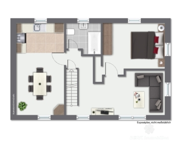 BERK Immobilien – Zwei Häuser zum Preis von einem – Wohnen u./o. vermieten mit Rendite in Eschau - Grundriss OG rechtes Haus (117327)
