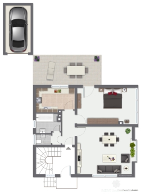 BERK Immobilien – Freistehendes Einfamilienhaus mit zwei Wohneinheiten und Garten im Herzen von Haibach - Grundriss EG (107989)