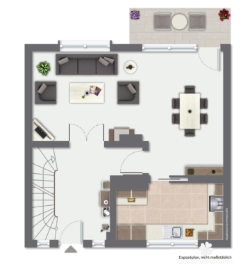 BERK Immobilien – Siedlungshaus mit Garten und Garage in Goldbach am Kugelberg zu verkaufen - Grundriss Erdgeschoss (107232)