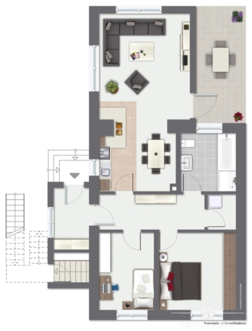 BERK Immobilien – modern saniertes ZFH in zentraler Lage von Haibach mit traumhafter Maisonette-Wohnung - Grundriss Whg I EG (116824)