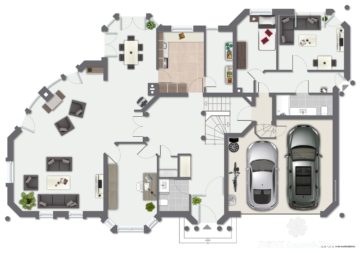 BERK Immobilien – Freistehendes Architektenhaus in bester Lage mit Panoramablick - EG Grundriss, nicht maßstäblich (110054)