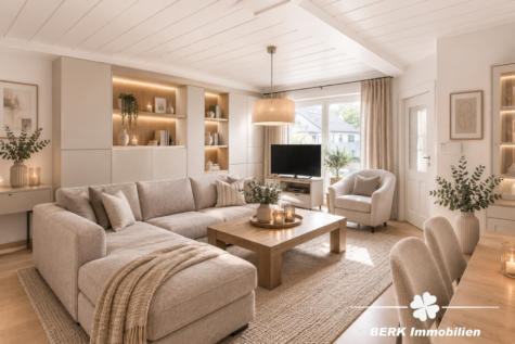 BERK Immobilien – Gepflegte 4-Zi. ETW inkl. Garten und Stellplatz – Ideale Alternative zum Haus! - Wohnzimmer - KI generiertes Einrichtungsbeispiel (125844)