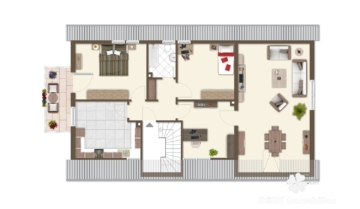 BERK Immobilien – Gepflegtes Zweifamilienhaus in Top-Lage von Haibach mit großem Grundstück - Grundriss DG visuell (118626)