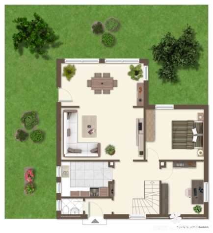 BERK Immobilien – Attraktives EFH in begehrter Lage v. Stockstadt mit großem Grundstück, Hof & Garage - Grundriss EG (122434)