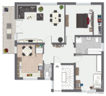 BERK Immobilien – geräumige 3-Zi-Whg in gepflegtem ZFH mit Balkon und Stellplatz in Hasselroth - Grundriss (105054)