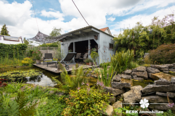 *VERKAUFT* BERK Immobilien – kleine Oase mit viel Platz: top gepflegtes ZFH in Mainaschaff - Gartenteich mit gemütlicher Holzhütte (105061)