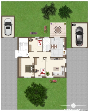BERK Immobilien – Kernsaniertes Zweifamilienhaus mit großem Garten und Ausbaupotenzial - Grundriss EG (vis.) (125929)
