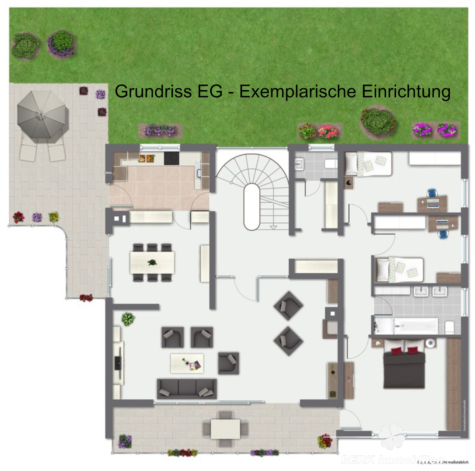 BERK Immobilien – Gartenparadies am Waldrand mit gigantischem Ausblick – Haus in TE in Laudenbach - Erdgeschoss (122142)