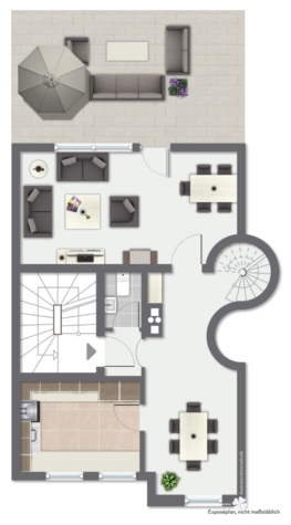 BERK Immobilien – Maisonettewohnung zentral gelegen mit besonderer Privatsphäre und Blick ins Grüne - 1 OG (127165)