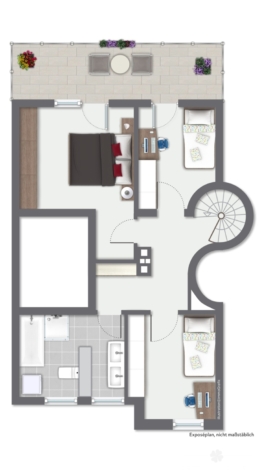BERK Immobilien – Maisonettewohnung zentral gelegen mit besonderer Privatsphäre und Blick ins Grüne - 2 OG (127166)