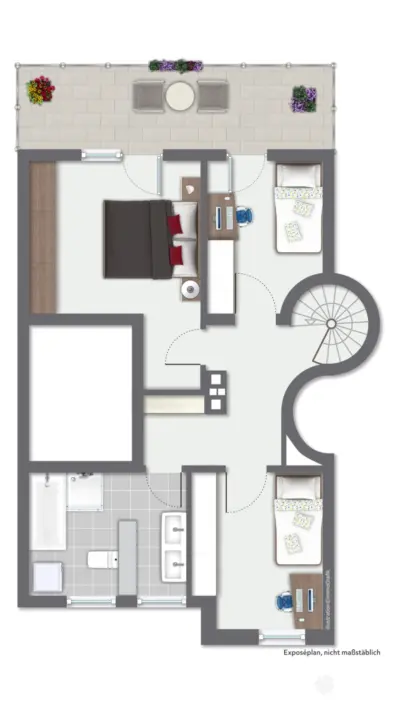 BERK Immobilien – Maisonettewohnung zentral gelegen mit besonderer Privatsphäre und Blick ins Grüne - 2 OG (130751)