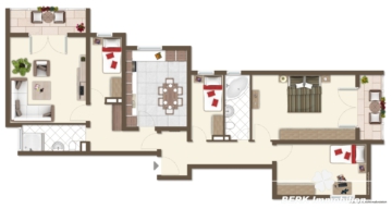 BERK Immobilien – Großzügige Eigentumswohnung mit Weitblick und TG-Stellplatz - Grundriss Visu. (106255)