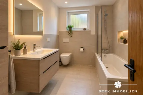 BERK Immobilien – Zweifamilienhaus mit Einliegerwohnung, Doppelgarage und Ausbaupotenzial - Badezimmer KG  KI generiert (131662)