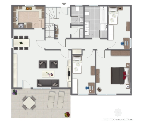 BERK Immobilien – naturnah & zentral: Ein- bis Zweifamilienhaus mit tollem Schnitt & sonnigem Grundstück in Gailbach - Grundriss visualisiert EG (125417)